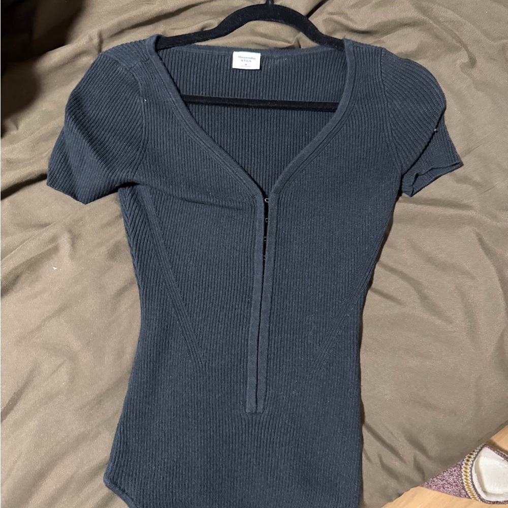Abercrombie & Fitch Black Ribbed Bodysuit